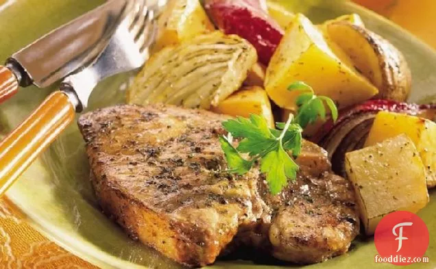 Roasted Pork Chops and Vegetables