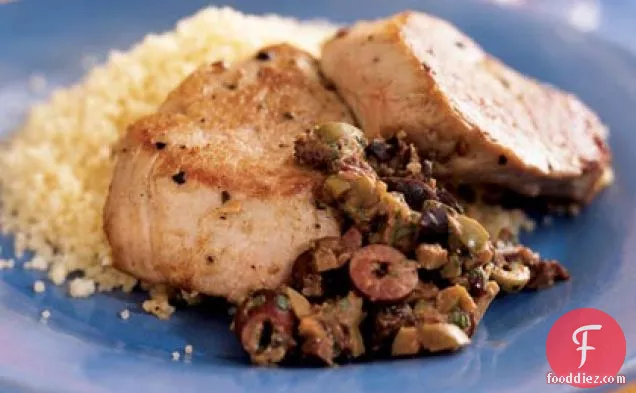 जैतून-सरसों के टेपेनेड के साथ पोर्क टेंडरलॉइन