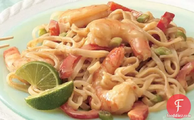 Shrimp with Thai Noodles and Peanut Sauce