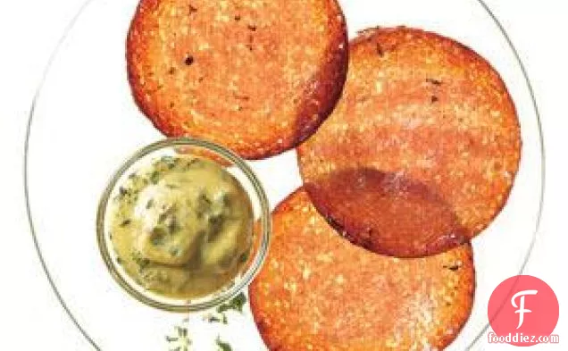 Crispy Salami Chips With Thyme Mustard