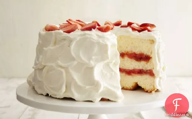 स्ट्रॉबेरी-रूबर्ब एंजेल केक