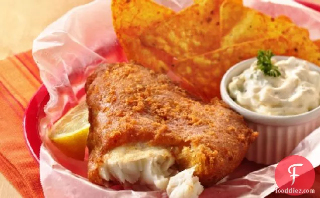 Southwestern Beer-Batter Fish with Green Chile Tartar Sauce