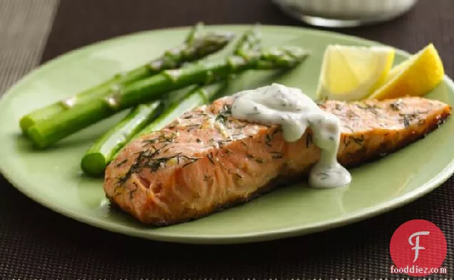 Grilled Salmon with Lemon Dill Sauce