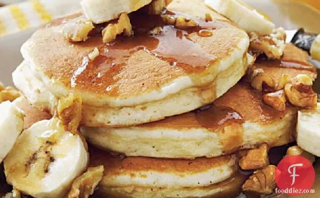 Oat Pancakes with Banana-Nut Syrup