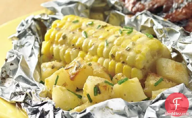 Grilled Bearnaise Corn and Potato Foil Packs