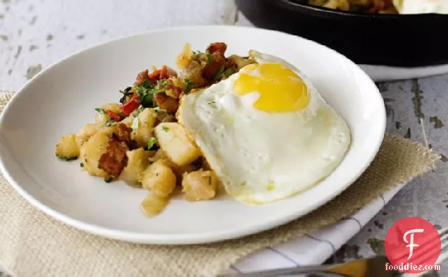 Potato and Bacon Hash with Fried Eggs
