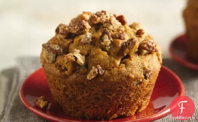 Double-Ginger Pumpkin Muffins with Sweet Candied Pecans