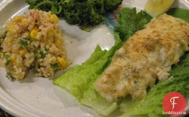 Carrie S. Forbes - Gingerlemongirl.com: Cafe Atlantic's Baked Parmesan Flounder and Kate's Corn and Quinoa Salad