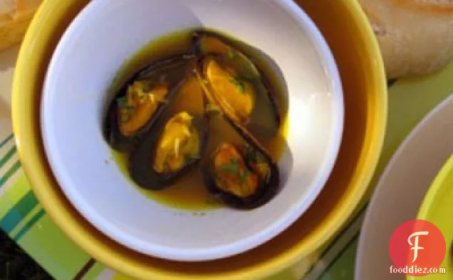 Mussels (moules) In Saffron And Mustard Broth