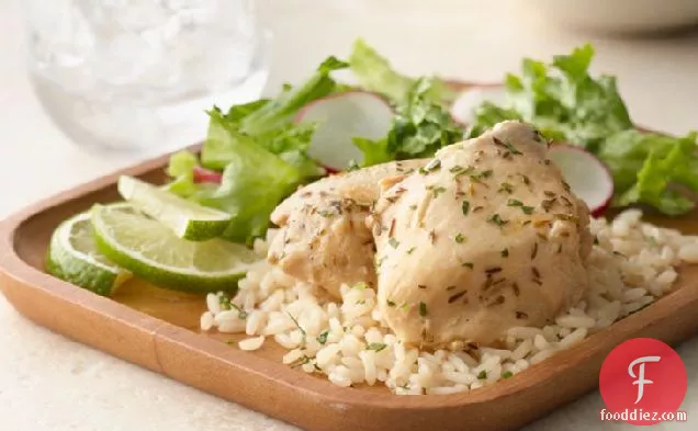 Slow-Cooker Lime Garlic Chicken with Rice