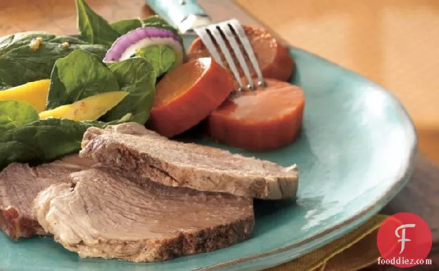 Slow-Cooker Brown Sugar-Topped Pork with Sweet Potatoes