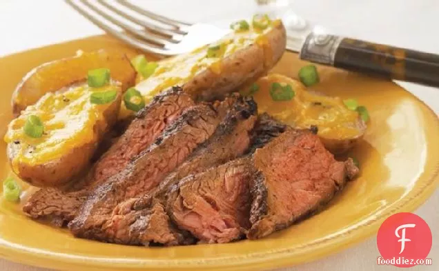 Cowboy Flank Steak with Potato Skins