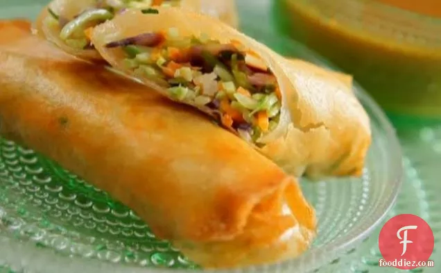 Shrimp Spring Rolls with Spicy Apricot Mustard Dip