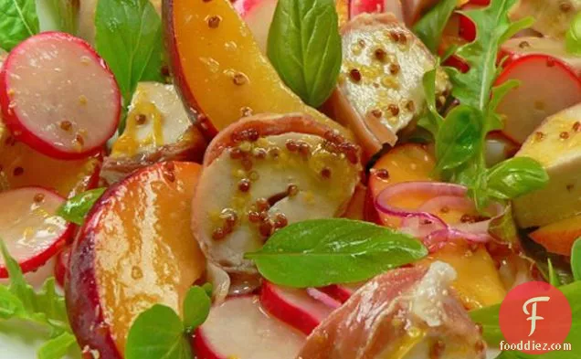 Chicken, Nectarine & Radish Salad With Mustard Dressing