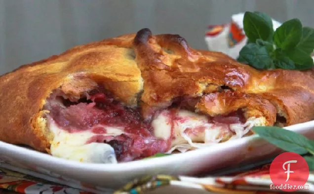 Baked Brie with Berry Rhubarb Compote