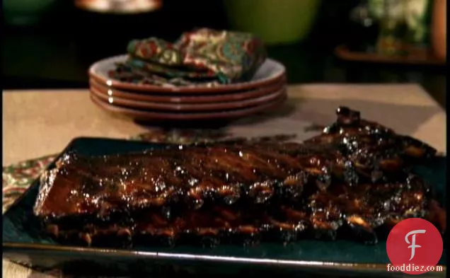 Honey-Mustard Glazed Ribs in Oven and Broiler