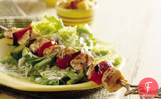 Grilled Chicken Kabob Caesar Salad