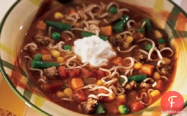 Zesty Beef and Noodle Vegetable Soup