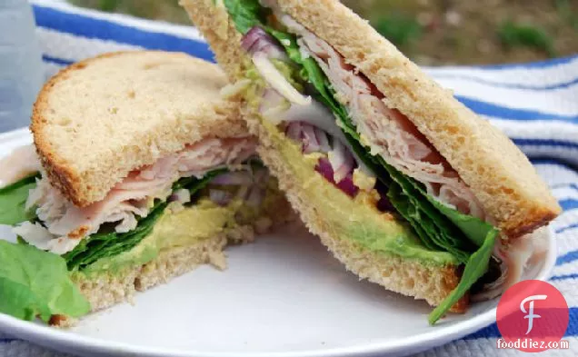 Overstuffed Turkey, Avocado & Spinach Sandwich with Lemon