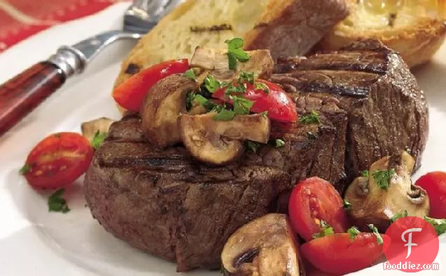 Grilled Garlic Mushrooms and Tomatoes