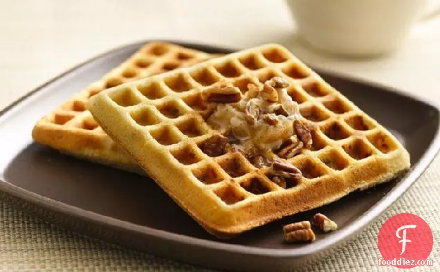 Pecan Cookie Waffles with Honey Cinnamon Butter