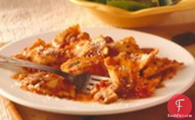 Ravioli with Tomato-Alfredo Sauce