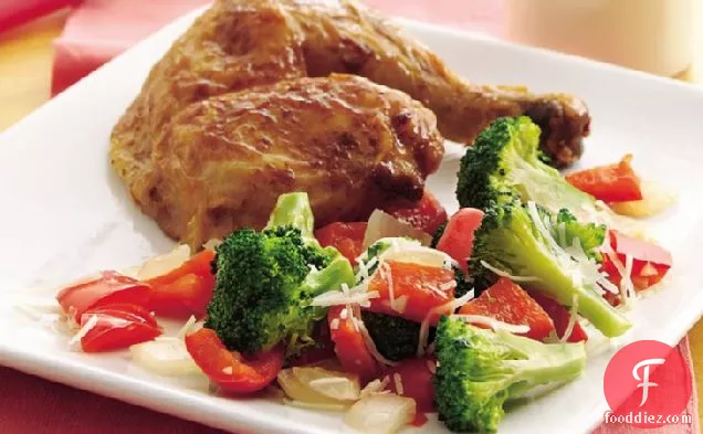 Broccoli with Sweet Red Pepper and Garlic