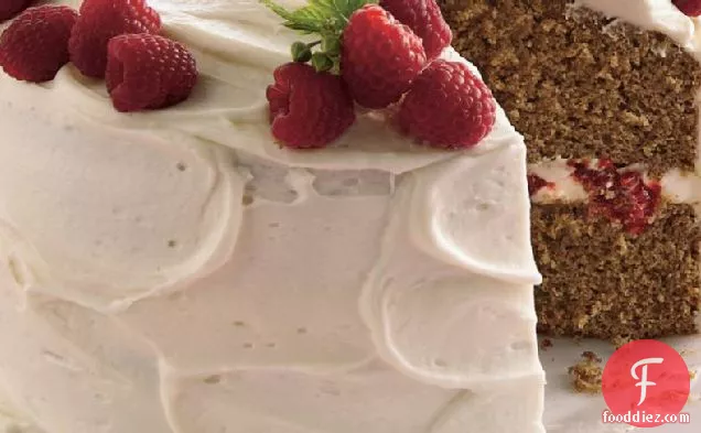 Spice Cake with Raspberry Filling and Cream Cheese Frosting