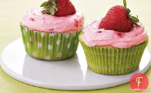 Lime Cupcakes with Strawberry Cream Cheese Frosting