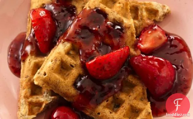 Granola-Whole Wheat Waffles with Double-Berry Sauce