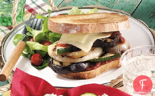 Grilled Eggplant Pizza Sandwiches