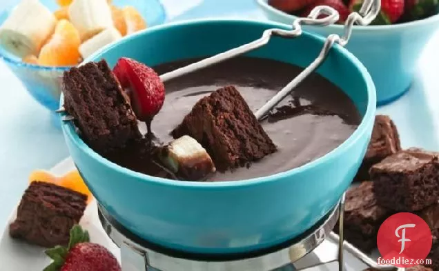 Brownies and Chocolate-Raspberry Fondue