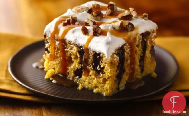 Caramel-Drizzled Pumpkin Poke Cake
