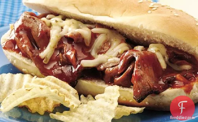 Spicy Barbecued Roast Beef Sandwiches