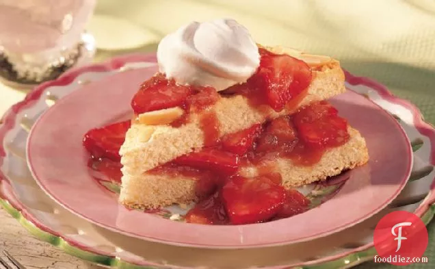 Almond Shortcake with Strawberry-Rhubarb Sauce