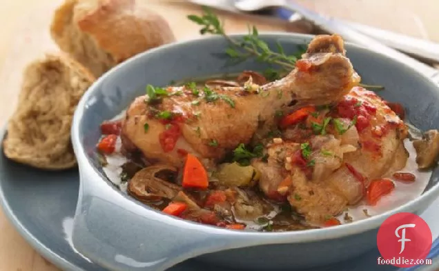Braised Chicken with Wild Mushrooms and Thyme
