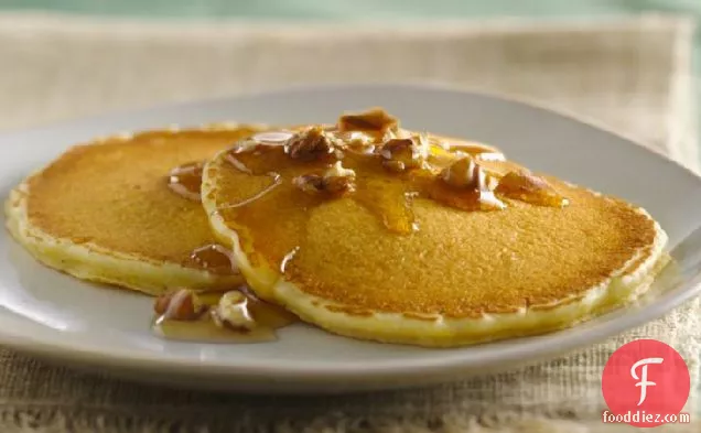 Corn Bread Pancakes with Butter-Pecan Syrup