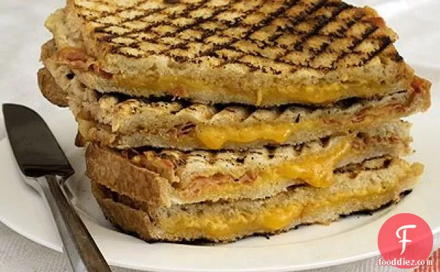 Grilled Cheddar Cheese Panini With Pancetta And Hot Mustard