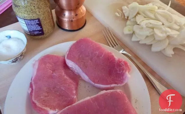 Pork Chops With Mustardy Apples And Onions