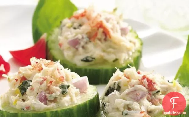 Basil- and Crabmeat-Topped Cucumbers