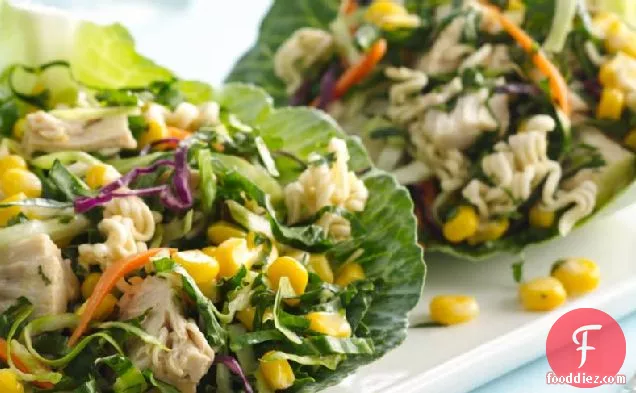 Crunchy Corn with Kale and Chicken Slaw