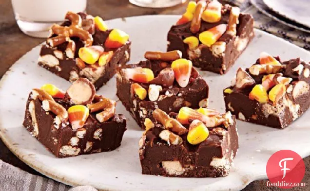 Candy Corn Pretzel Milk Ball Fudge