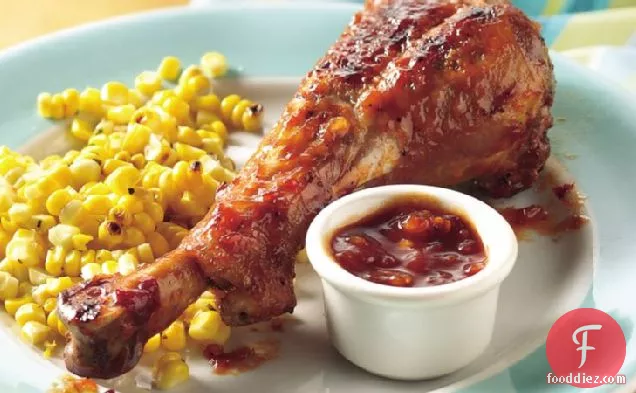 Grilled Spicy Chipotle Barbecue Turkey Drumsticks