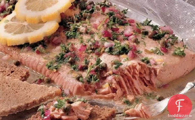 Poached Salmon with Honey-Mustard Sauce