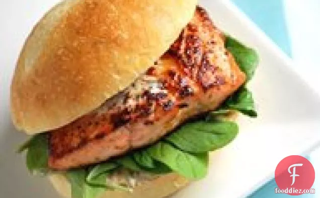 Grilled Salmon Sandwiches with Chipotle Mayo