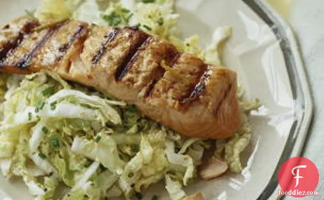 Soy-ginger Grilled Salmon And Napa Sesame Slaw