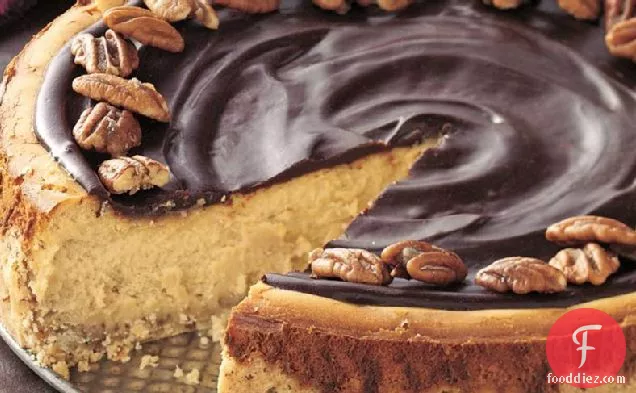 Butter Pecan Cheesecake with Chocolate Glaze
