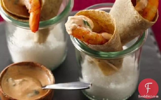 Shrimp Cones with Spicy Yogurt Sauce