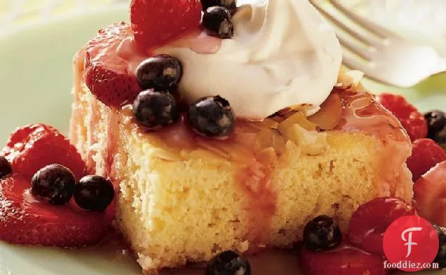 Almond Shortcake with Triple-Berry Sauce