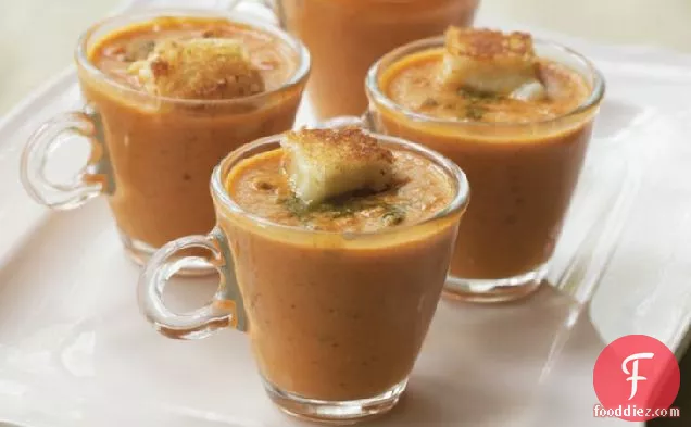 Tomato Soup with Cheese Croutons